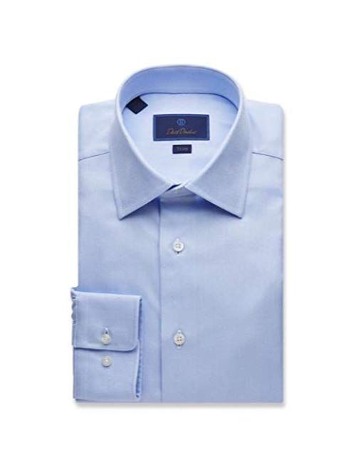 David Donahue Trim Fit Dobby Weave French Cuff Formal Shirt