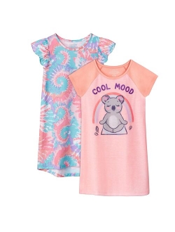 Girls 4-12 Cuddl Duds 2-Pack Nightgowns