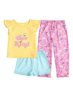 Toddler Girl Cuddl Duds 3 Piece Bee Kind Pajama Set