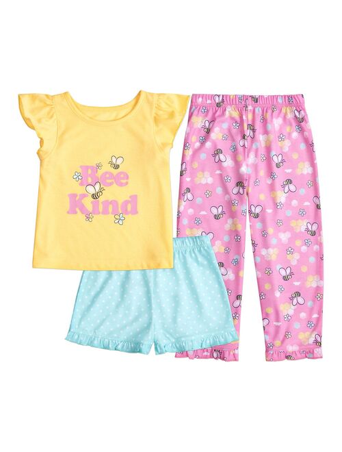 Toddler Girl Cuddl Duds® 3 Piece Bee Kind Pajama Set