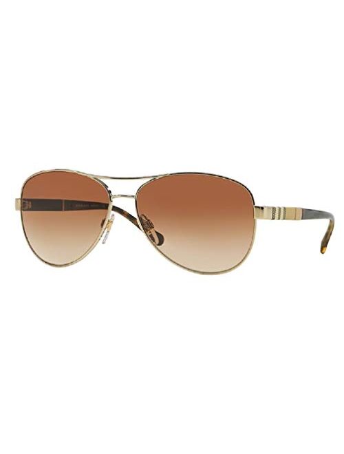 Burberry BE3080 114513 59M Light Gold/Brown Gradient Pilot Sunglasses For Women+FREE Complimentary Eyewear Care Kit
