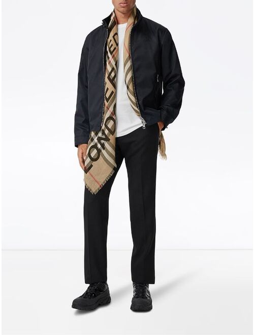 Burberry check print knitted scarf
