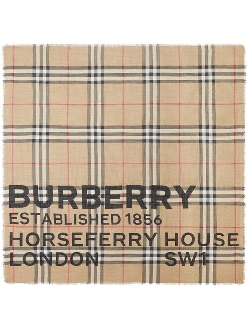 Burberry check print knitted scarf
