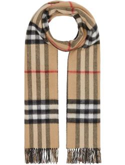 reversible check cashmere scarf