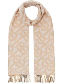 reversible check and monogram scarf