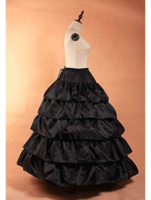 YULUOSHA Women's Crinoline Petticoat 4 Hoop Skirt 5 Ruffles Layers Ballgown Half Slips Underskirt for Wedding Bridal Dress