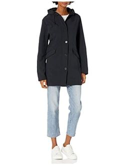 Women's Zipper Buttons Adjustable Hood Softshell Jacket