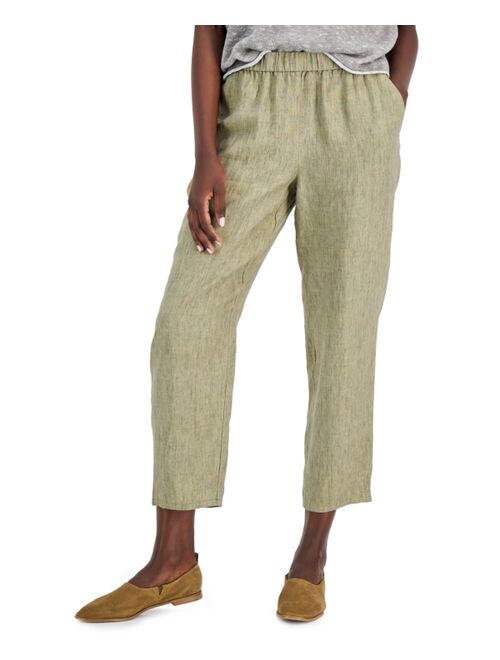 Eileen Fisher Organic Linen High-Waist Tapered Pants, Regular & Plus Sizes