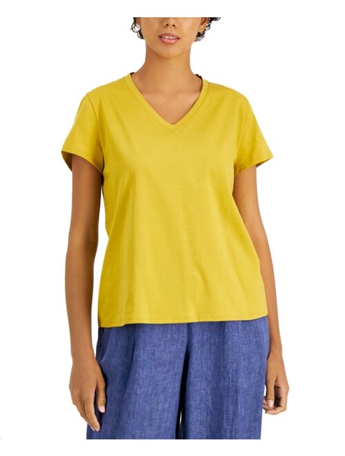 Eileen Fisher Organic Cotton V-Neck Short Sleeve T-Shirt