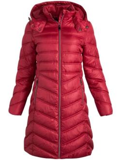 Womens Winter Coat Long Length Quilted Puffer Parka Jacket (Size: S-3XL)