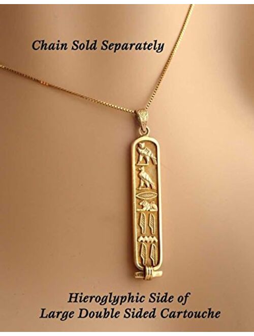 Discoveries Egyptian Imports - Personalized Cartouche Necklace - available in 14K Gold, 18K Gold and Sterling Silver - 2-Sided Pendant - Handmade in Egypt