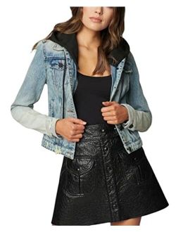 [BLANKNYC] womens Denim Jacket With Hood, Comfortable & Stylish Coat