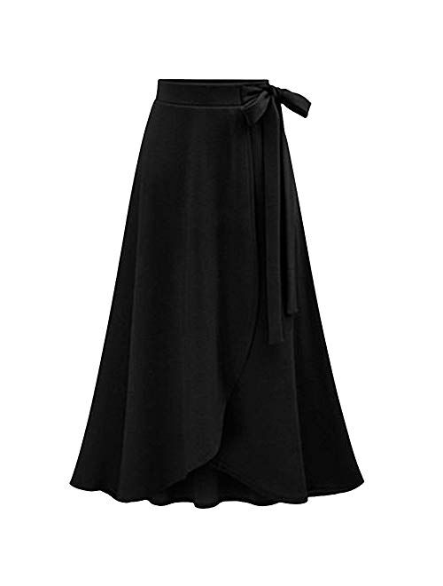 Seryu Skirts for Women's Plus Size Solid Flare Hem High Waist Midi Skirt Sexy Uniform Pleated Skirt