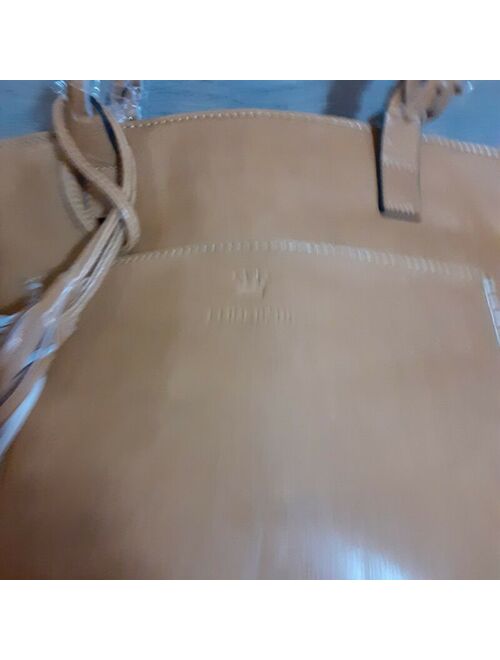 ELIMPAUL New Elim & Paul tan faux leather large tote bag 17X10 fringe accent