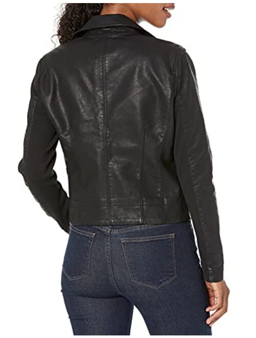 [BLANKNYC] womens Vegan Leather Moto Jacket With Pocket Detail, Comfortable & Stylish Coat