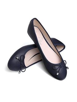 Chooseone Women String Tie Ballet Flats Comfortable Classic Simple Casual Slip-on Round Toe Walking Shoes