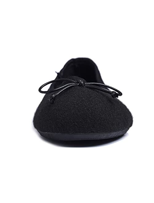 FEVERSOLE Women's Bow Tie Fashion Dress Slip On Shoes Round Toe Ballet Flat