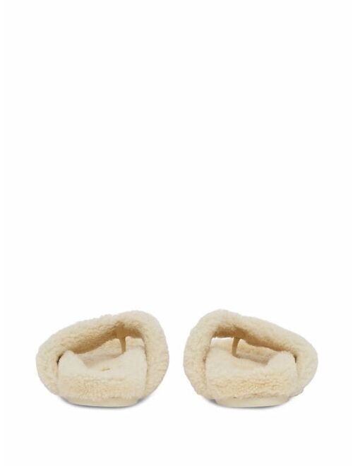Burberry shearling thong-strap sandals