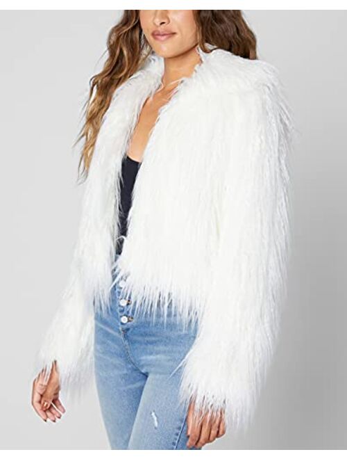 [BLANKNYC] womens Faux Fur Cropped Jacket, Comfortable & Stylish Coat