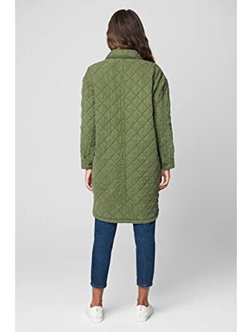 [BLANKNYC] womens Quilted Tencel Long Quilted Jacket With Pockets, Comfortable & Stylish Coat