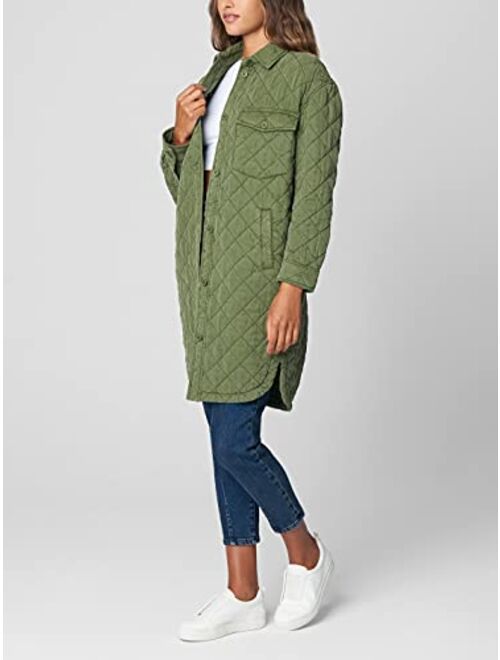 [BLANKNYC] womens Quilted Tencel Long Quilted Jacket With Pockets, Comfortable & Stylish Coat
