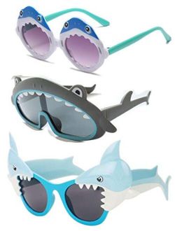 FANCYKIDS Shark Sunglasses Eyeglasses Novelty Funny Costume Sunglasses for Boys Girls Birthday Photo Props Sea Ocean Theme Party Decoration Toys 3 PAIRS