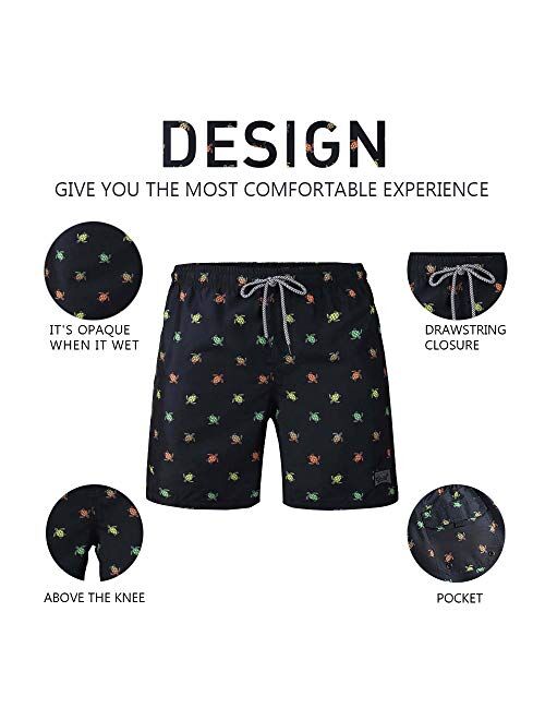 Yubikwete Father and Son Swimtrunks Quick Dry Family Matching Drawsting Closed Boardshort Side Pocket Lightweight with Mesh Lining