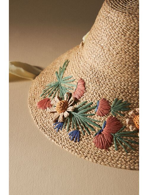 Lele Sadoughi Embroidered Straw Hat