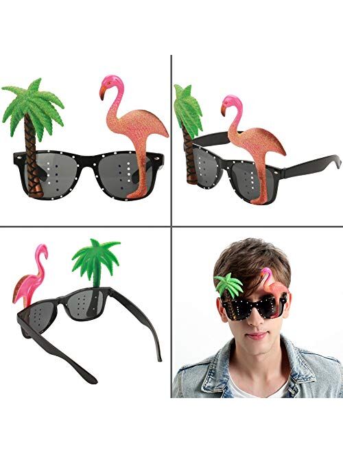 Ocean Line Novelty Party Sunglasses - 6 Pairs Creative Funny Eyewear, Luau Tropical Party, Fancy Dress Party Supply, Perfect Hawaiian Themed Eyeglasses for Kids & Adults