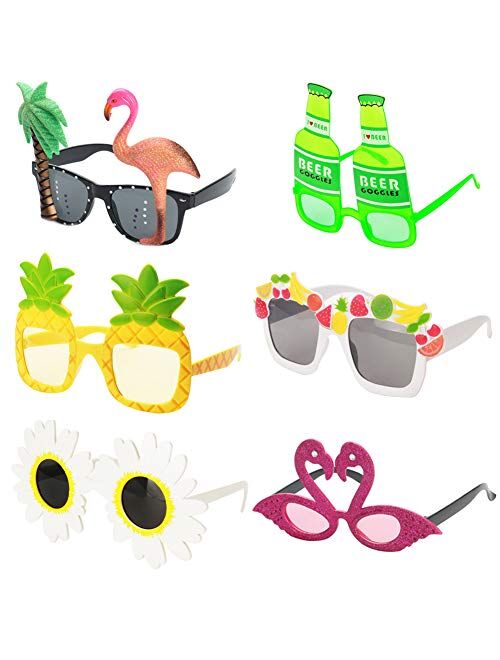Ocean Line Novelty Party Sunglasses - 6 Pairs Creative Funny Eyewear, Luau Tropical Party, Fancy Dress Party Supply, Perfect Hawaiian Themed Eyeglasses for Kids & Adults