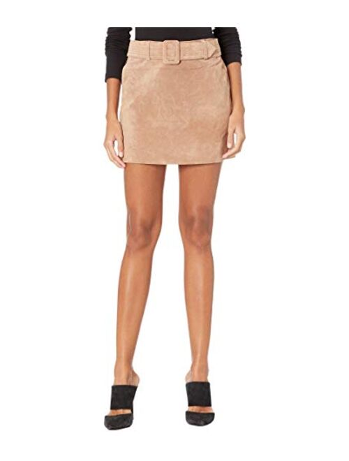 BLANKNYC Women's Real Suede Self Belt Mini Skirt, Stylish & Trendy Leather Miniskirt