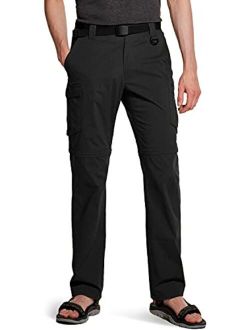 Men's Convertible Cargo Pants, Water Repellent Hiking Pants, Zip Off Lightweight Stretch UPF 50+ Work Outdoor Pants