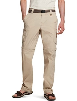 Men's Convertible Cargo Pants, Water Repellent Hiking Pants, Zip Off Lightweight Stretch UPF 50  Work Outdoor Pants