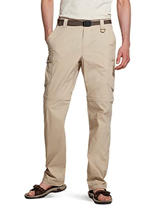 CQR Men's Convertible Cargo Pants, Water Repellent Hiking Pants, Zip Off Lightweight Stretch UPF 50+ Work Outdoor Pants