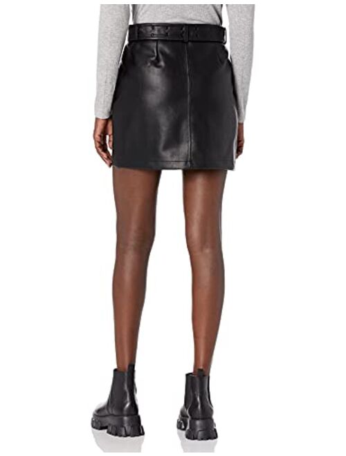 [BLANKNYC] Mens Luxury Clothing Vegan Leather Mini Skirt with Self Belt, Comfortable & Stylish