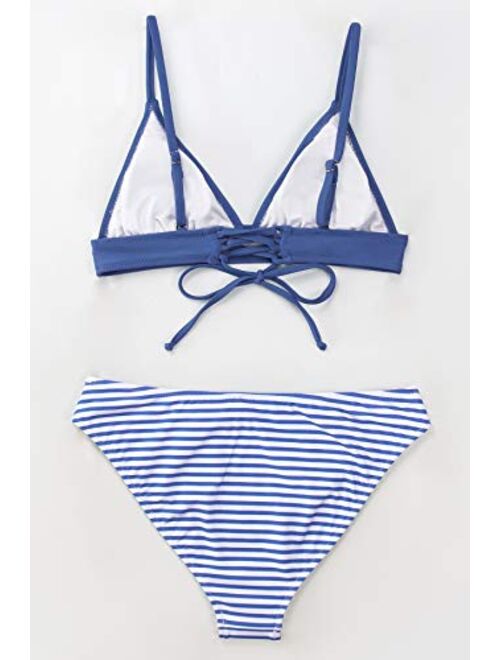 CUPSHE Women's Bikini Set Tie Dye Lace Up Back Two Piece Swimsuit