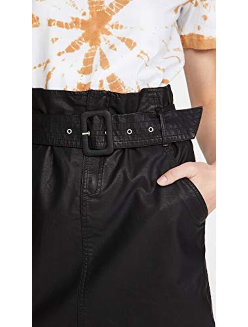 [BLANKNYC] Womens Vegan Leather Self Belted Buckle Mini Skirt