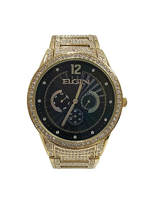 Elgin BlackTone and Jet with Gold Band Men's Watch