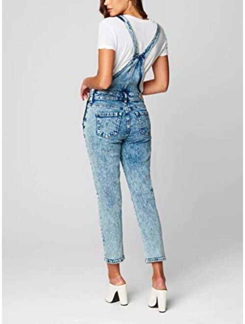 [BLANKNYC] womens Luxury Clothing Denim Straight Leg Overall With Knee Rips, Comfortable & Stylish