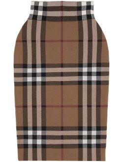 Vintage Check jacquard midi skirt