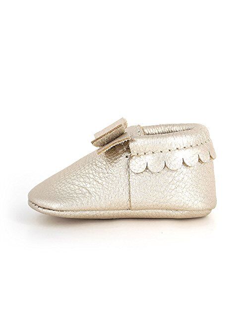 Freshly Picked Soft Sole Leather Bow Moccasins, Baby Girl Shoes , Sizes 1-5, Multiple Colors
