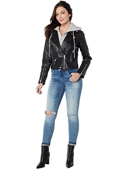 BLANKNYC Blank NYC Black Faux Leather Meant to be Moto Jacket with Removable Hood
