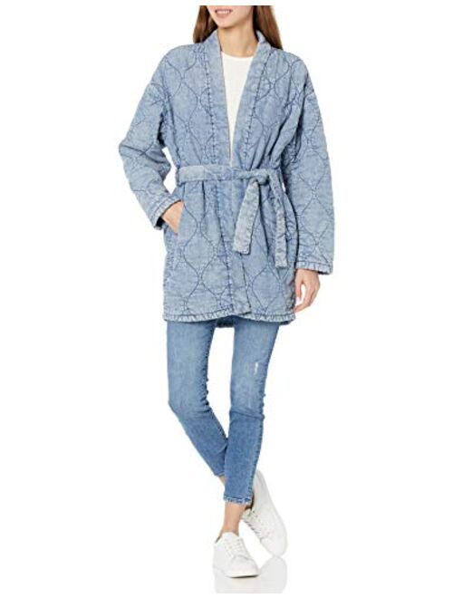 [BLANKNYC] womens Tencel Wrap Quilted Denim Jacket, Comfortable & Casual Coat