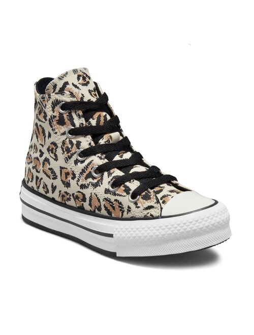 Girls' Converse Chuck Taylor All Star Heart Print Leopard Lift High-Top Sneakers