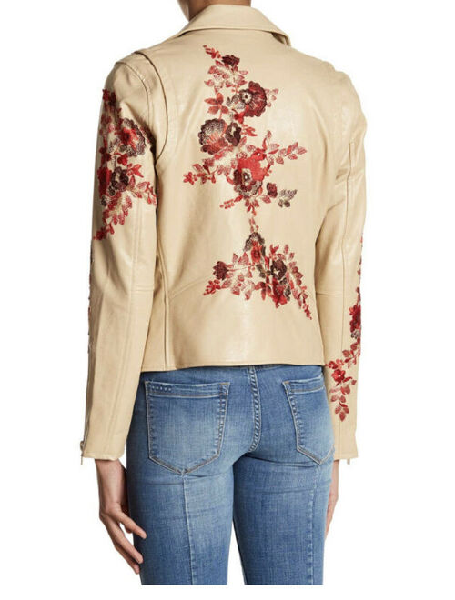 BLANKNYC BLANK NYC Wildflower Embroidered Faux-Leather Moto Jacket