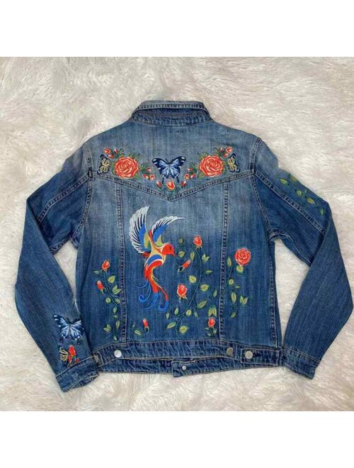 BLANKNYC BLANK NYC Women's Floral Embroidered Jean Denim Jacket