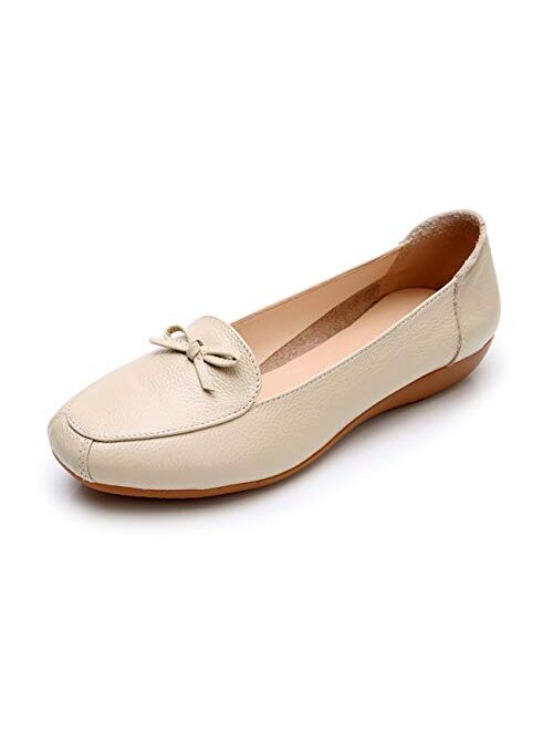 VenusCelia Women's Bowknot Wide Flat Shoe