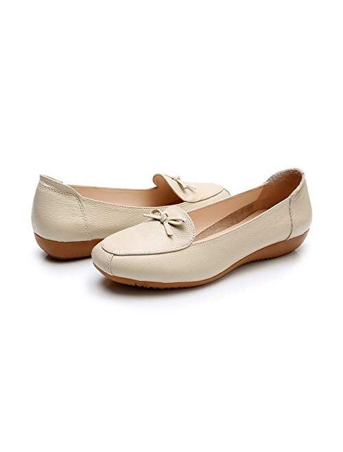 VenusCelia Women's Bowknot Wide Flat Shoe