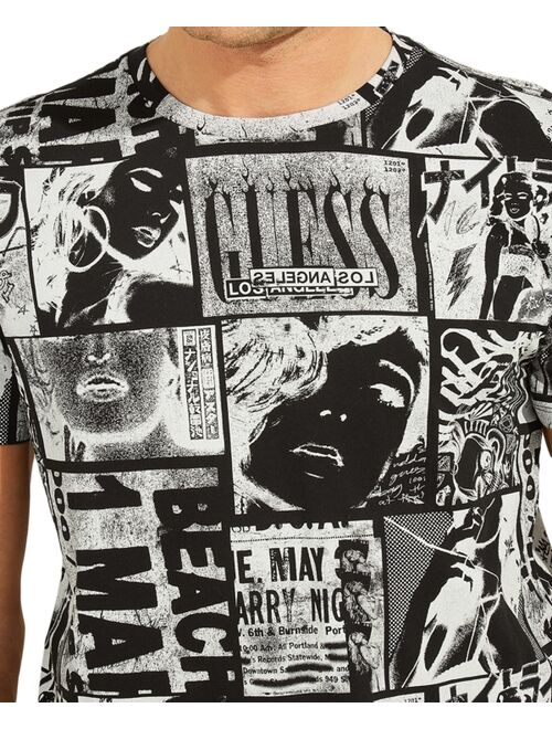 GUESS Men's City Riot Collage Logo Graphic T-Shirt