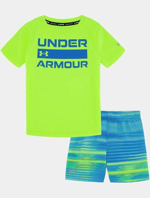 Under Armour Boys' Infant UA Beam Stripe Surf Shirt & Volley Shorts Set